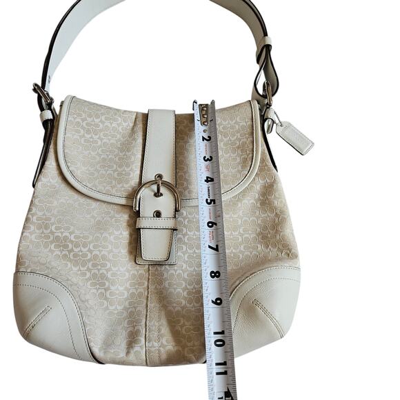 Y2k Coach Signature Soho Shoulder Bag/Crossbody #6376 In Winter White & Cream - Picture 4 of 7